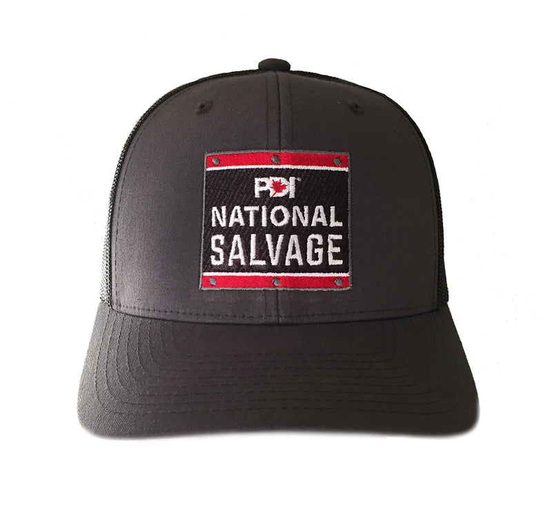 PDI National Salvage CHARCOAL/BLACK retro trucker hat