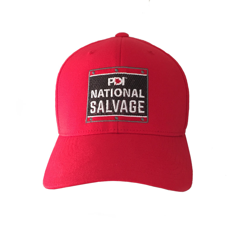 PDI National Salvage RED full back hat with embroidered logo