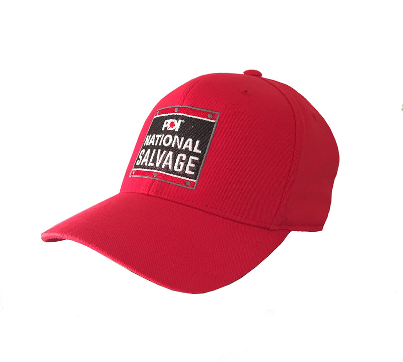PDI National Salvage RED full back hat with embroidered logo